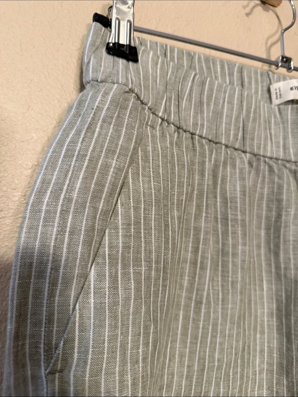 Everlane The Linen Easy Pant in Oil Green White Size M